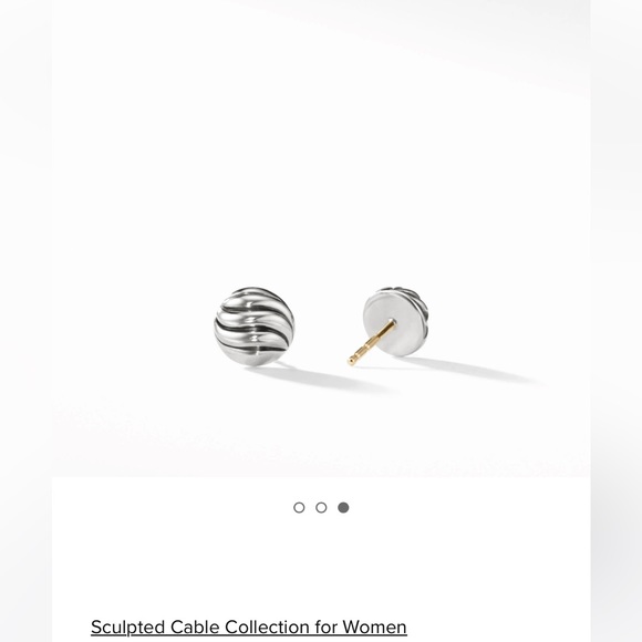 David Yurman Sculpted Cable Stud Earrings in Sterling Silver - Picture 2 of 5